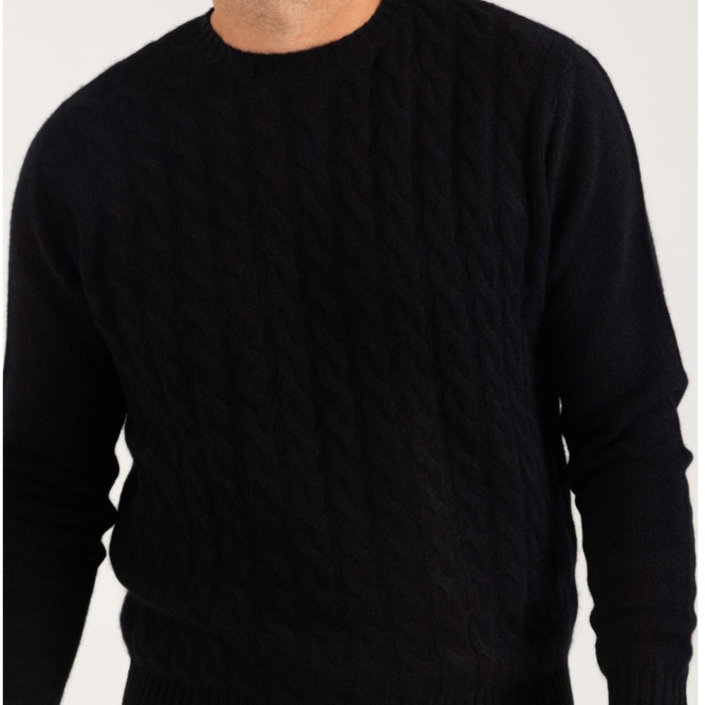 Navy Cashmere Crew Neck Jumper/Sweater, Mens